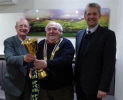 Mark Arthur with President Phil Oliver, Rtn Albert Calvert and the County Cricket Championship trophy currently held by Yorkshire